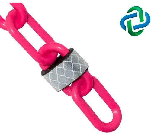 Mr. Chain® Reflective Plastic Barrier Chain, 2" x 100 ft, Safety Pink