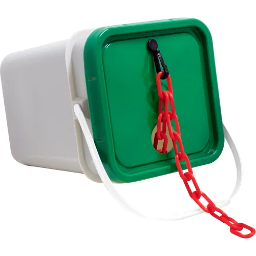 Mr. Chain® EarthMade" Biodegradable Plastic Safety Chain In A Pail, 2" x 160'L, Red