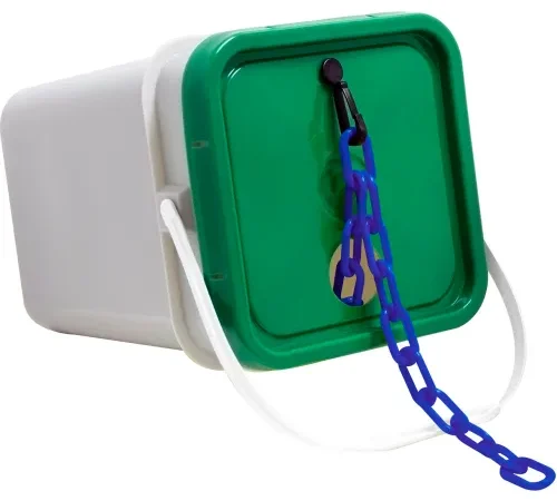 Mr. Chain® EarthMade" Biodegradable Plastic Safety Chain In A Pail, 2" x 160'L, Blue