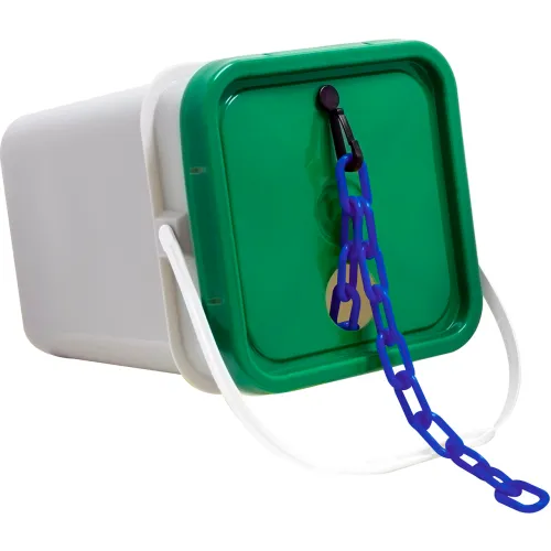Mr. Chain® EarthMade" Biodegradable Plastic Safety Chain In A Pail, 2" x 160'L, Blue