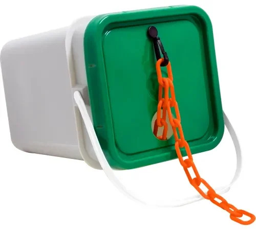 Mr. Chain® EarthMade" Biodegradable Plastic Chain In A Pail, 2" x 160'L, Safety Orange