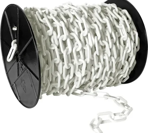Mr. Chain® EarthMade" Biodegradable Plastic Safety Chain On A Reel, 2" x 125'L, White