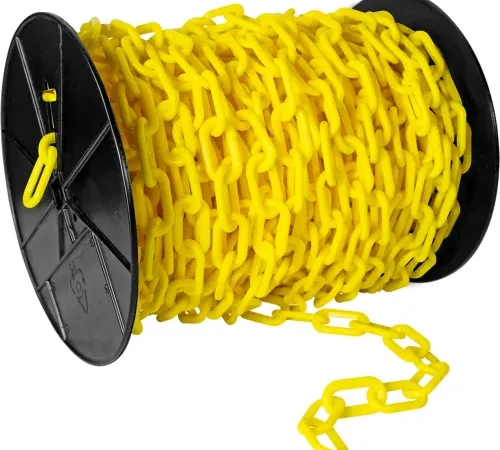 Mr. Chain® EarthMade" Biodegradable Plastic Safety Chain On A Reel, 2" x 125'L, Yellow