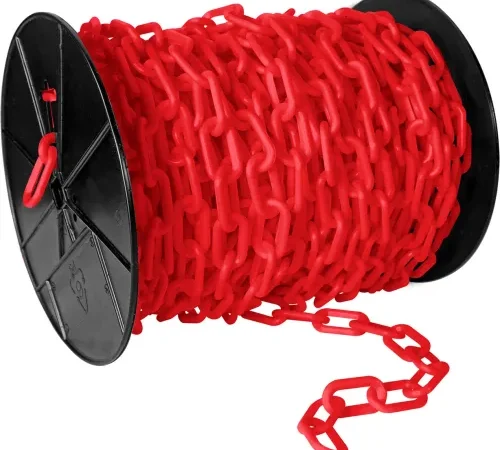 Mr. Chain® EarthMade" Biodegradable Plastic Safety Chain On A Reel, 2" x 125'L, Red