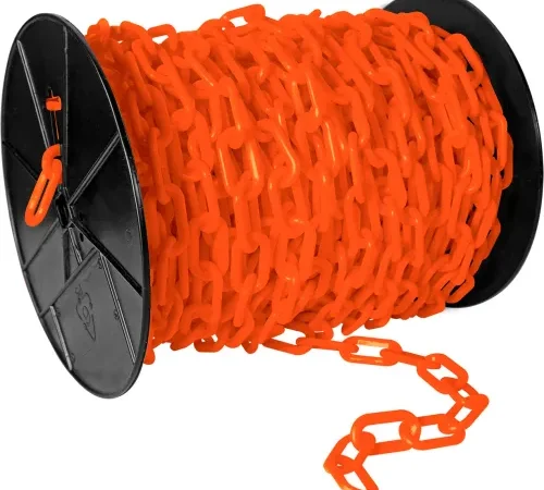 Mr. Chain® EarthMade" Biodegradable Plastic Chain On A Reel, 2" x 125'L, Safety Orange
