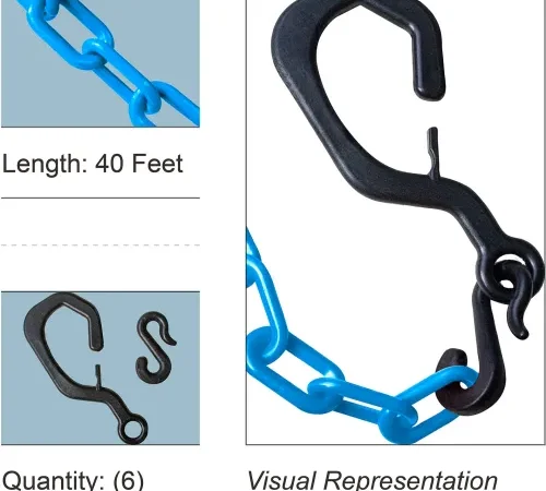 Blue plastic chain with black S-hooks