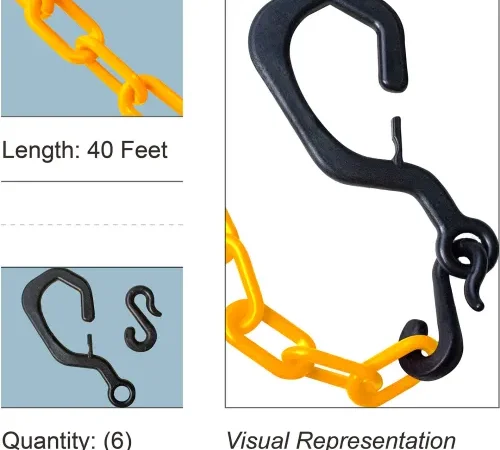 Yellow plastic chain with black hooks