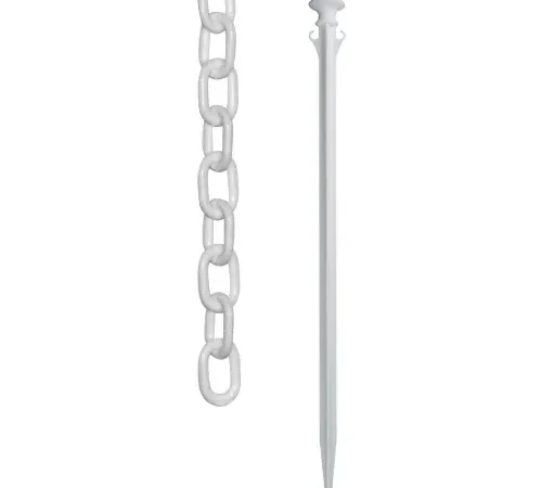 Mr. Chain® Colonial Pole Kits with 1" x 50'L Chain, White, Pack of 12