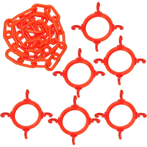 Red plastic chain with circular clip connectors