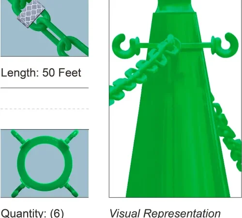 Green plastic posts connected by chain