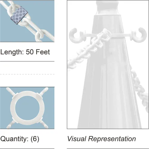 50-foot white plastic chain and posts