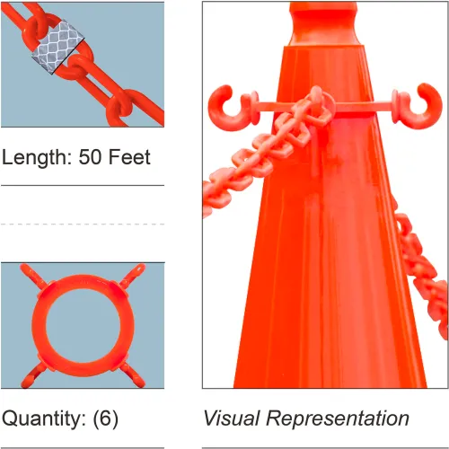 Orange traffic cone with linked plastic chain