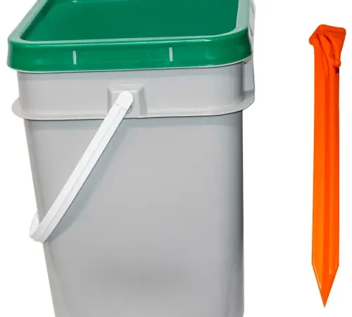Mr. Chain® Utility Stakes In a Pail, 9"H, Safety Orange, Pack of 50