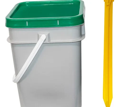 Mr. Chain® Utility Stakes In a Pail, 12"H, Yellow, Pack of 50
