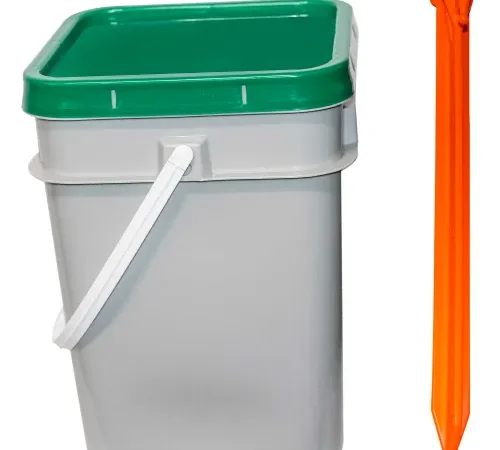 Mr. Chain® Utility Stakes In a Pail, 12"H, Safety Orange, Pack of 50