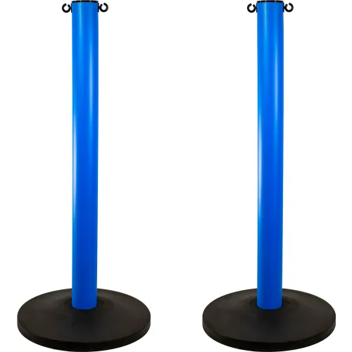 Mr. Chain® Industrial Stanchion with Weighted Base, Blue, Pack of 2