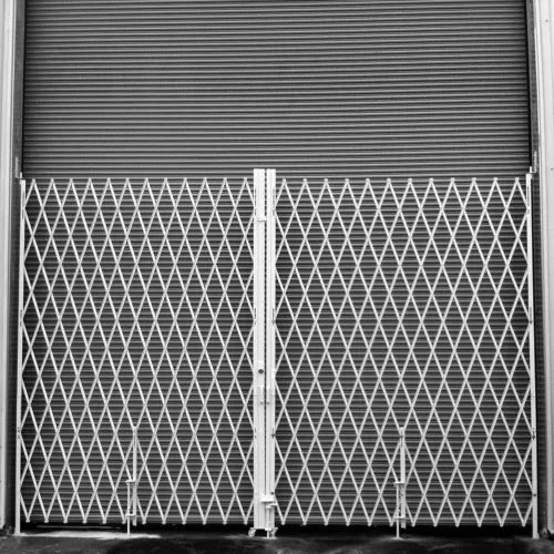 PFG2470 Double Folding Gate 22'W to 24'W and 6'6"H In Use 7' Collapsed Height