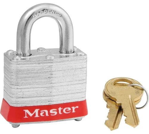 Master Lock® 3KAS6RED Laminated Steel Safety Padlock, 1-9/16"W x 3/4"H Shackle, Red, 6/Set