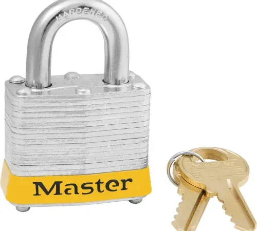 Master Lock® 3KAS6YLW Laminated Steel Safety Padlock 1-9/16"W x 3/4"H Shackle, Yellow, 6/Set