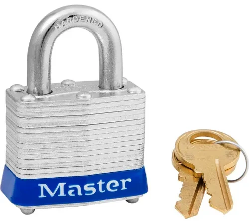 Master Lock® 3LFBLU Laminated Steel Safety Padlock, 1-9/16"W x 1-1/2"H Shackle, Blue