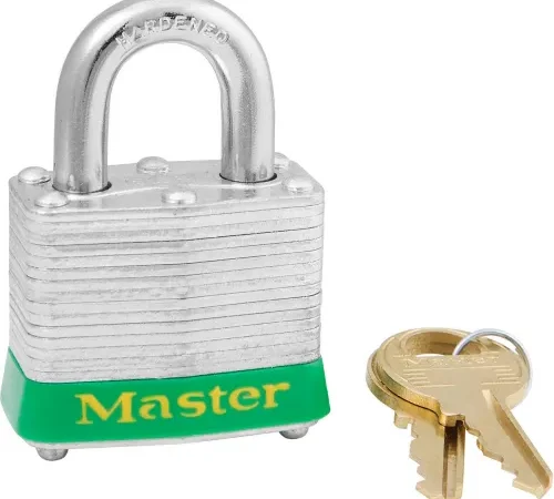 Master Lock® 3LFGRN Laminated Steel Safety Padlock, 1-9/16"W x 1-1/2"H Shackle, Green