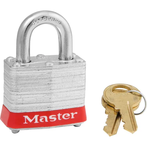 Master Lock® 3LFRED Laminated Steel Safety Padlock, 1-9/16"W x 1-1/2"H Shackle, Red