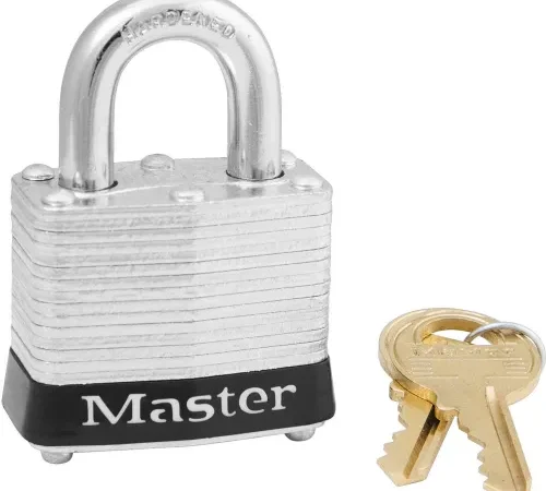 Master Lock® 3LHBLK Laminated Steel Safety Padlock, 1-9/16"W x 2"H Shackle, Black