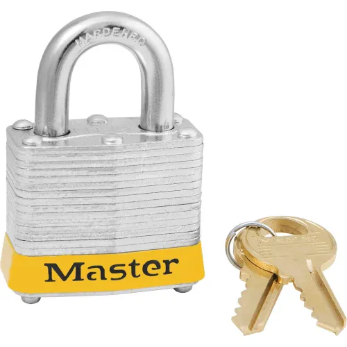 Master Lock® 3LHYLW Laminated Steel Safety Padlock, 1-9/16"W x 2"H Shackle, Yellow