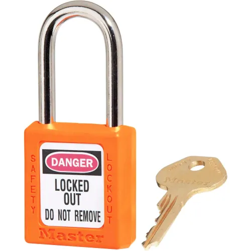 Master Lock® Thermoplastic Zenex" 410KAS12ORJ Safety Padlock, Orange, 12/Set