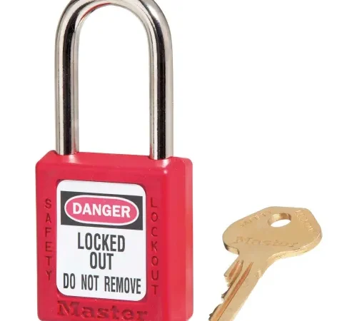 Master Lock® Thermoplastic Zenex" 410KAS6RED Safety Padlock 1-1/2"H Shackle, Red, 6/Set