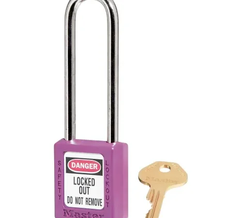 Master Lock® Thermoplastic Zenex" 410LTPRP Safety Padlock, 1-1/2"W x 3"H Shackle, Purple