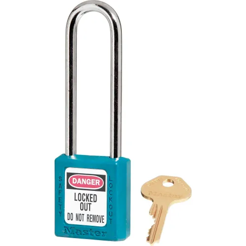 Master Lock® Thermoplastic Zenex" 410LTTEAL Safety Padlock, 1-1/2"W x 3"H Shackle, Teal