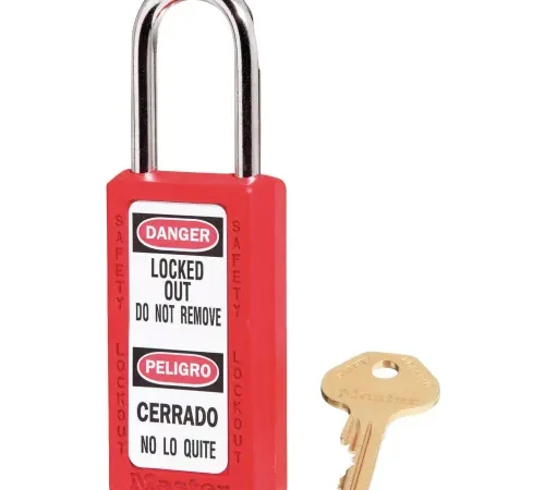 Master Lock® Thermoplastic Zenex" 411KAS3RED Safety Padlock, 1-1/2"W x 1-1/2"H Red, 3/Set