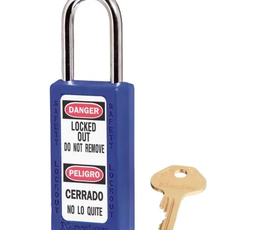 Master Lock® Thermoplastic Zenex" 411KAS6BLU Safety Padlock 1-1/2"W x 1-1/2"H Blue, 6/Set