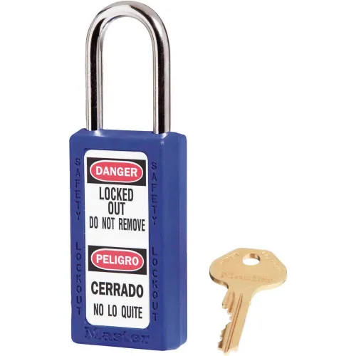 Master Lock® Thermoplastic Zenex" 411KAS6BLU Safety Padlock 1-1/2"W x 1-1/2"H Blue, 6/Set