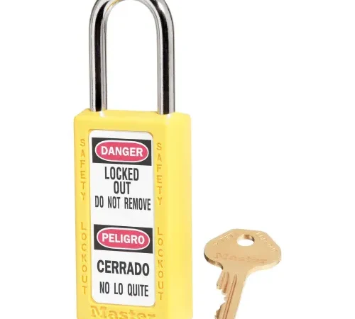 Master Lock® Thermoplastic Zenex" 411KAS6YLW Safety Padlock 1-1/2"W x 1-1/2"H Yellow 6Set
