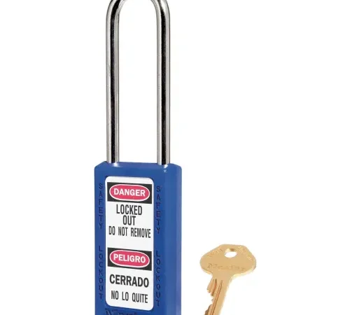 Master Lock® Thermoplastic Zenex" 411LTBLU Safety Padlock, 1-1/2"W x 1-1/2"H Shackle, BLU