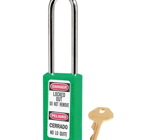 Master Lock® Thermoplastic Zenex" 411LTGRN Safety Padlock, 1-1/2"W x 1-1/2"H Shackle, GRN