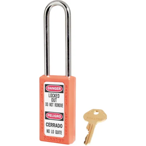 Master Lock® Thermoplastic Zenex" 411LTORJ Safety Padlock, 1-1/2"W x 1-1/2"H Shackle, ORJ