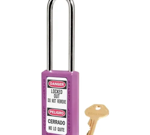 Master Lock® Thermoplastic Zenex" 411LTPRP Safety Padlock, 1-1/2"W x 1-1/2"H Shackle, PRP