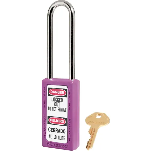 Master Lock® Thermoplastic Zenex" 411LTPRP Safety Padlock, 1-1/2"W x 1-1/2"H Shackle, PRP