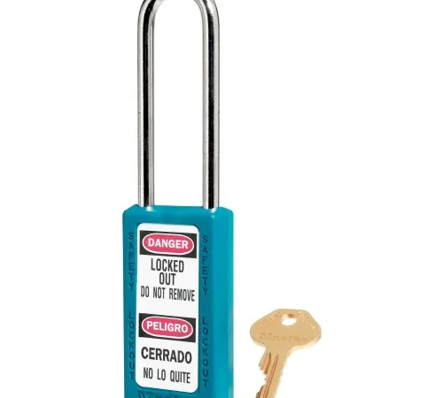 Master Lock® Thermoplastic Zenex" 411LTTEAL Safety Padlock 1-1/2"Wx 1-1/2"H Shackle, Teal