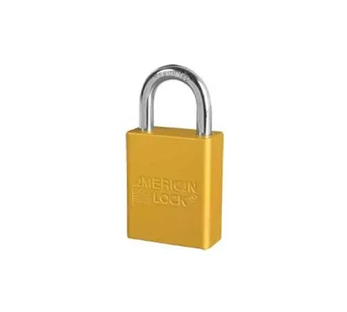American Lock® No. A1105YLW Solid Aluminum Rectangular Padlock - Yellow - Pkg Qty 24