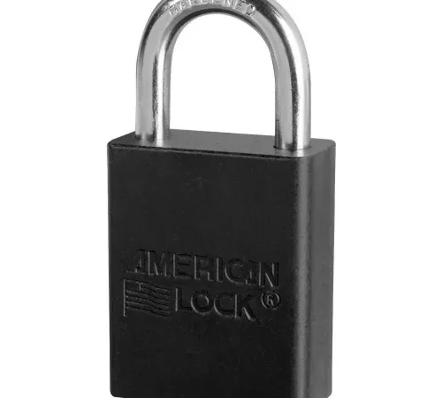 American Lock® S1105BLK Aluminum Safety Padlock, 1-1/2"W x 1"H Shackle, Black