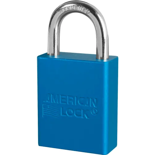 American Lock® S1105BLU Aluminum Safety Padlock, 1-1/2"W x 1"H Shackle, Blue