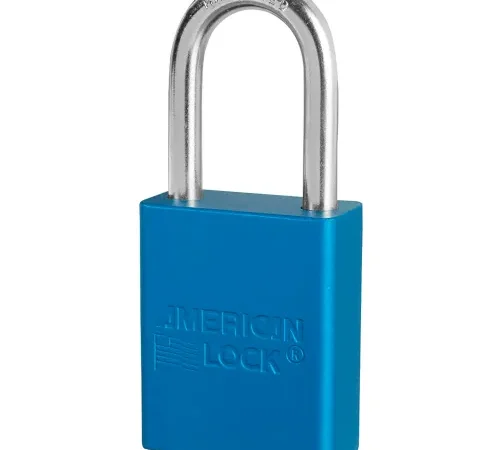 Master Lock® S1106 Aluminum Safety Padlock, 1-1/2"W, 1-1/2"Tall Shackle, Blue