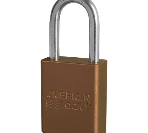 Master Lock® S1106 Aluminum Safety Padlock, 1-1/2"W, 1-1/2"Tall Shackle, Brown