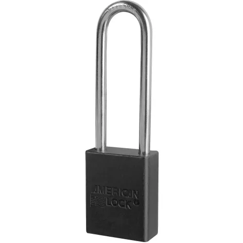 American Lock® S1107BLK Aluminum Safety Padlock, 1-1/2"W x 3"H Shackle, Black