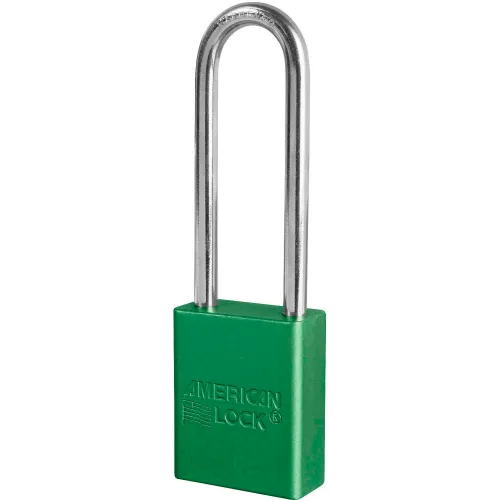 American Lock® S1107GRN Aluminum Safety Padlock, 1-1/2"W x 3"H Shackle, Green