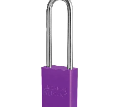 American Lock® S1107 Aluminum Safety Padlock, 1-1/2"W x 3"H Shackle, Keyed Different, Purple